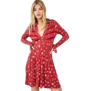 Free People Red Good Days Mini Dress Size Small